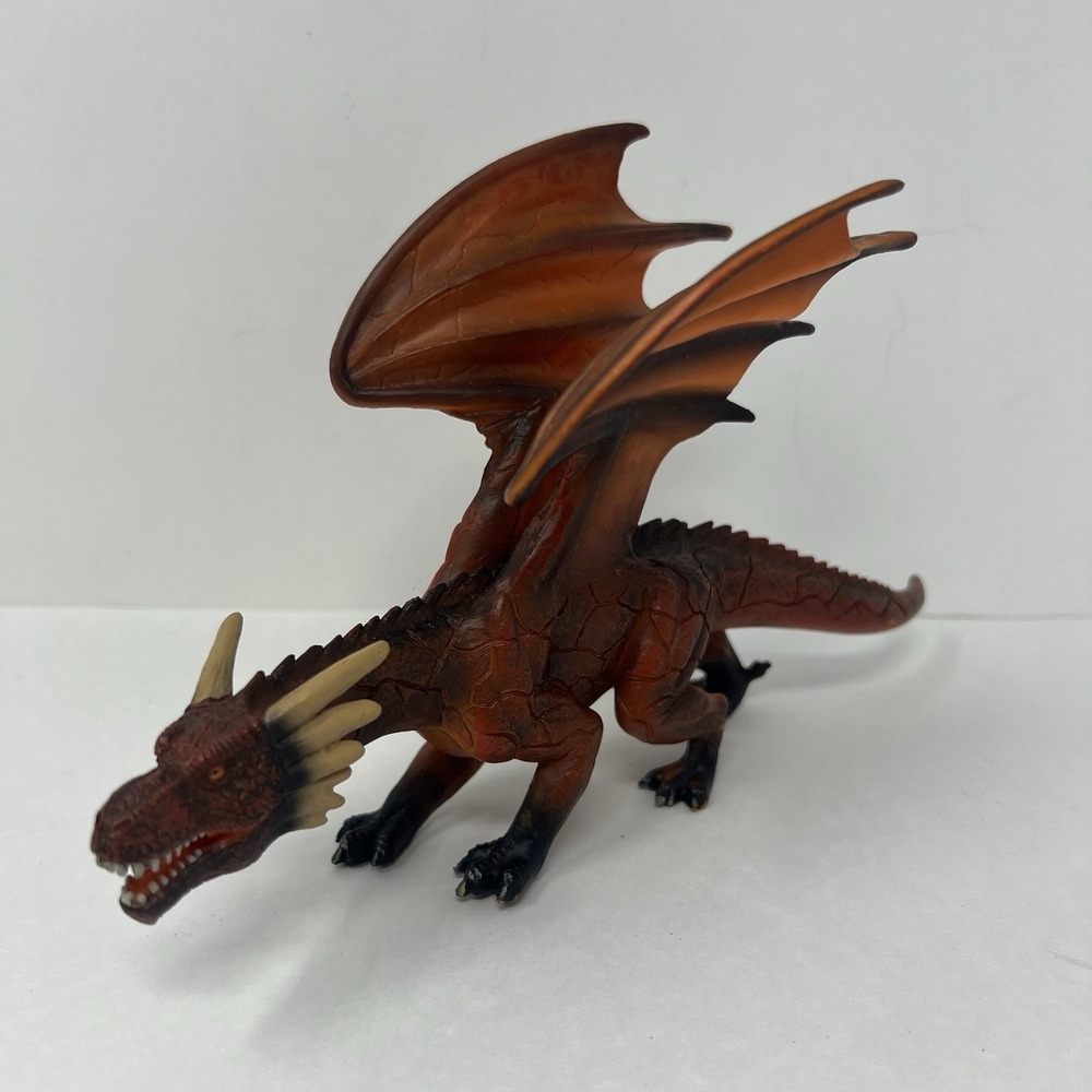Mojo Fire Dragon Fantasy Figure Orange Winged Monster Movable Jaw